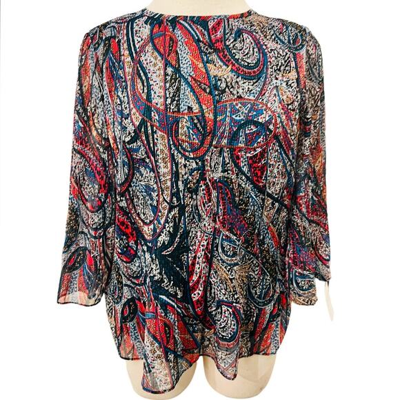 TED BAKER  BEAATHA - TEAL-BLUE BLOUSE PAISLEY SIZE 1 US XS - Picture 4 of 12